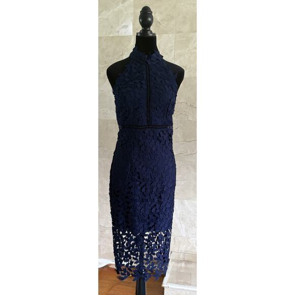 Bardot Gemma Halter Midi Dress - 6, Navy Lace, Cocktail, Christmas Party, NWT - Picture 4 of 12